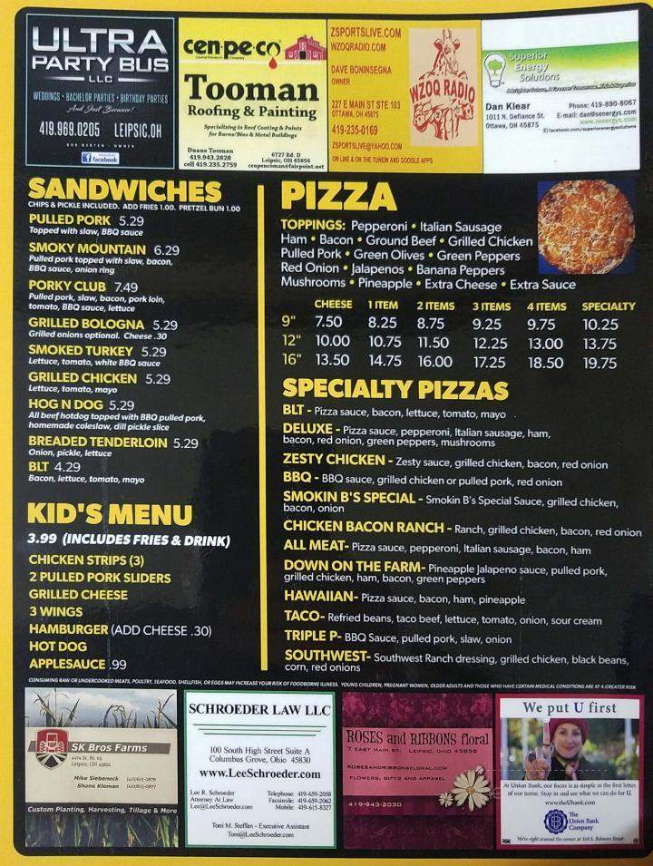 Smokin' B's - Leipsic, OH menu_pic