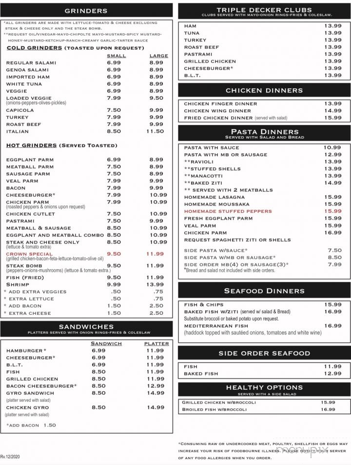 Crown Pizza - Waterford, CT menu_pic