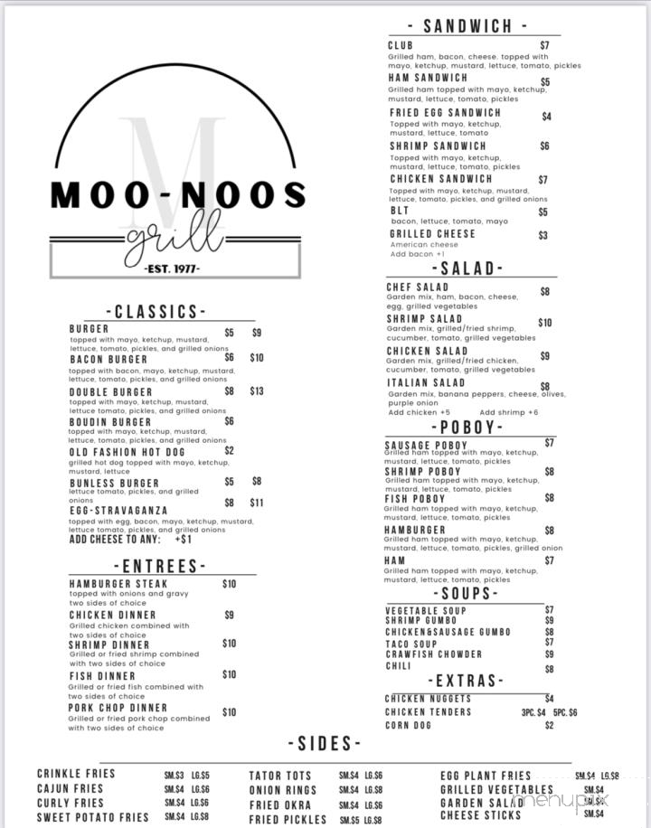 Moo-Noo's Grill - Erath, LA menu_pic