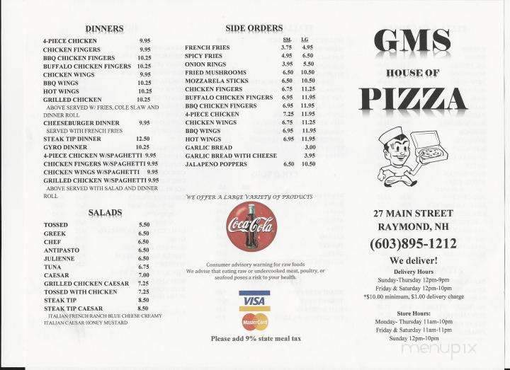 GMS Pizza - Raymond, NH menu_pic