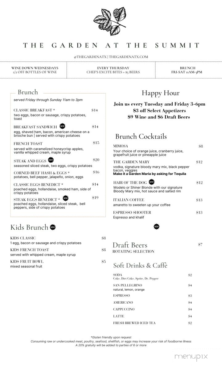 The Garden at the Summit - Georgetown, TX menu_pic