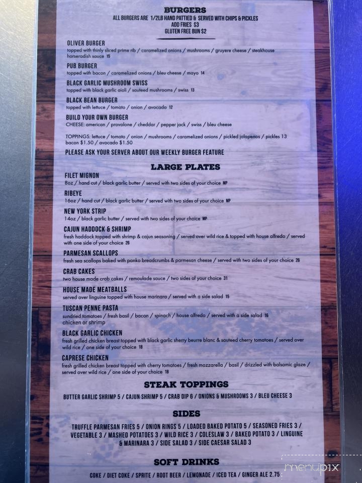 Oliver's Pub & Grill - Towanda, PA menu_pic