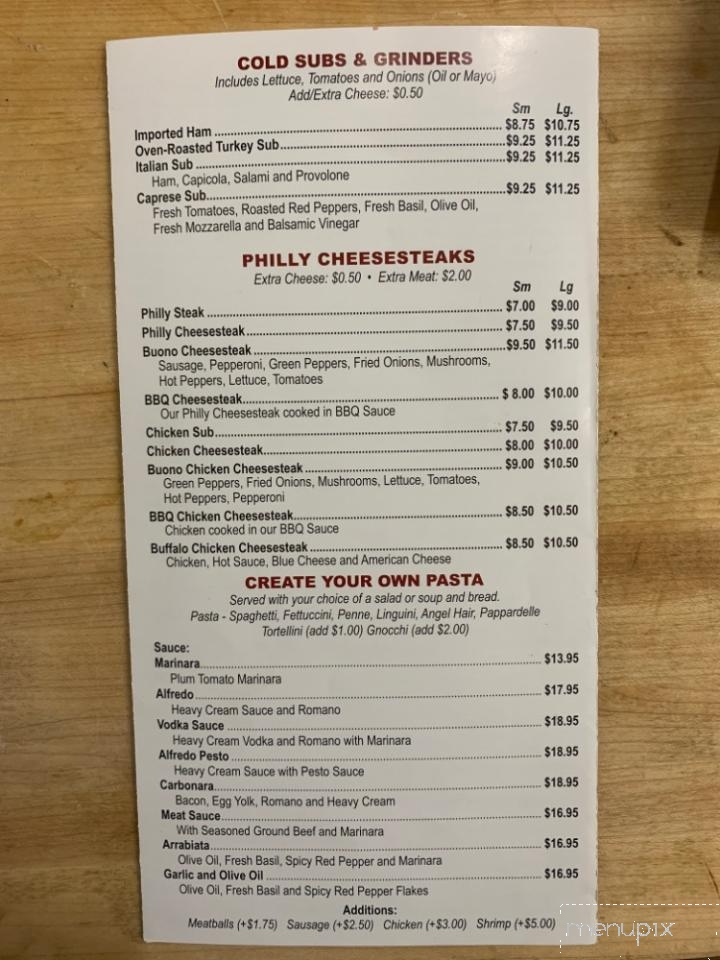 Buono Pizza - Marydel, DE menu_pic