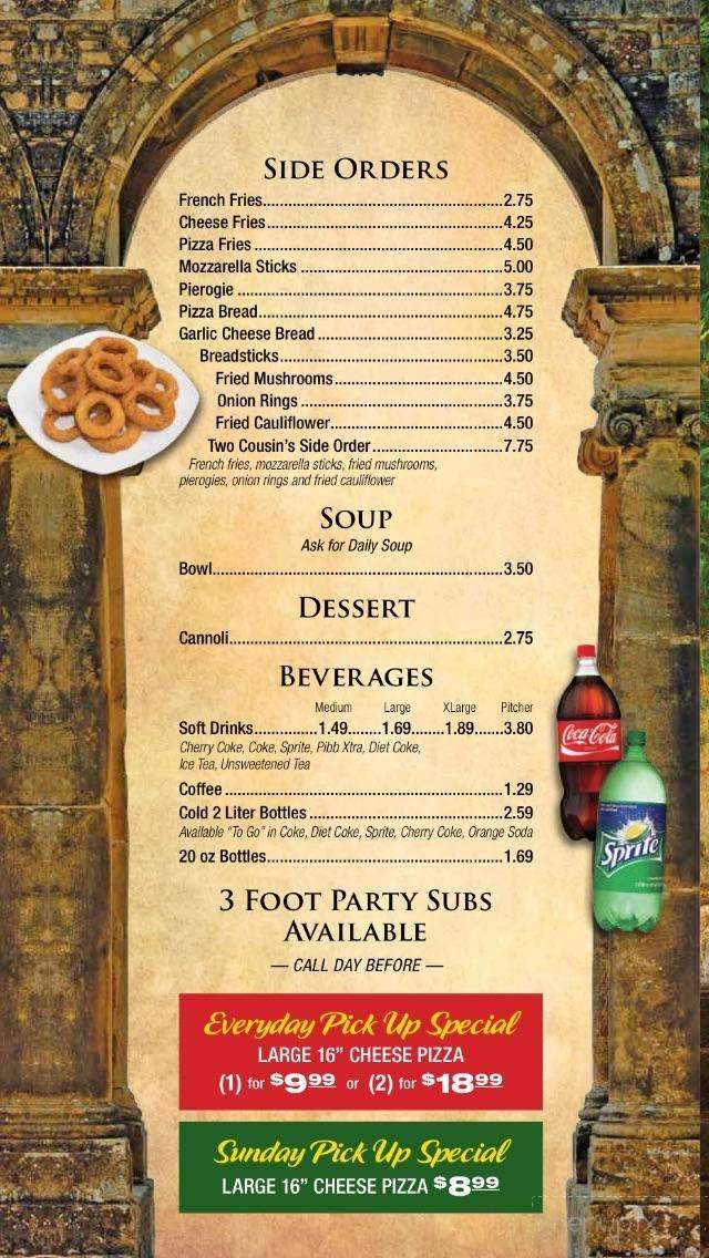 Two Cousins Pizza - Millersville, PA menu_pic