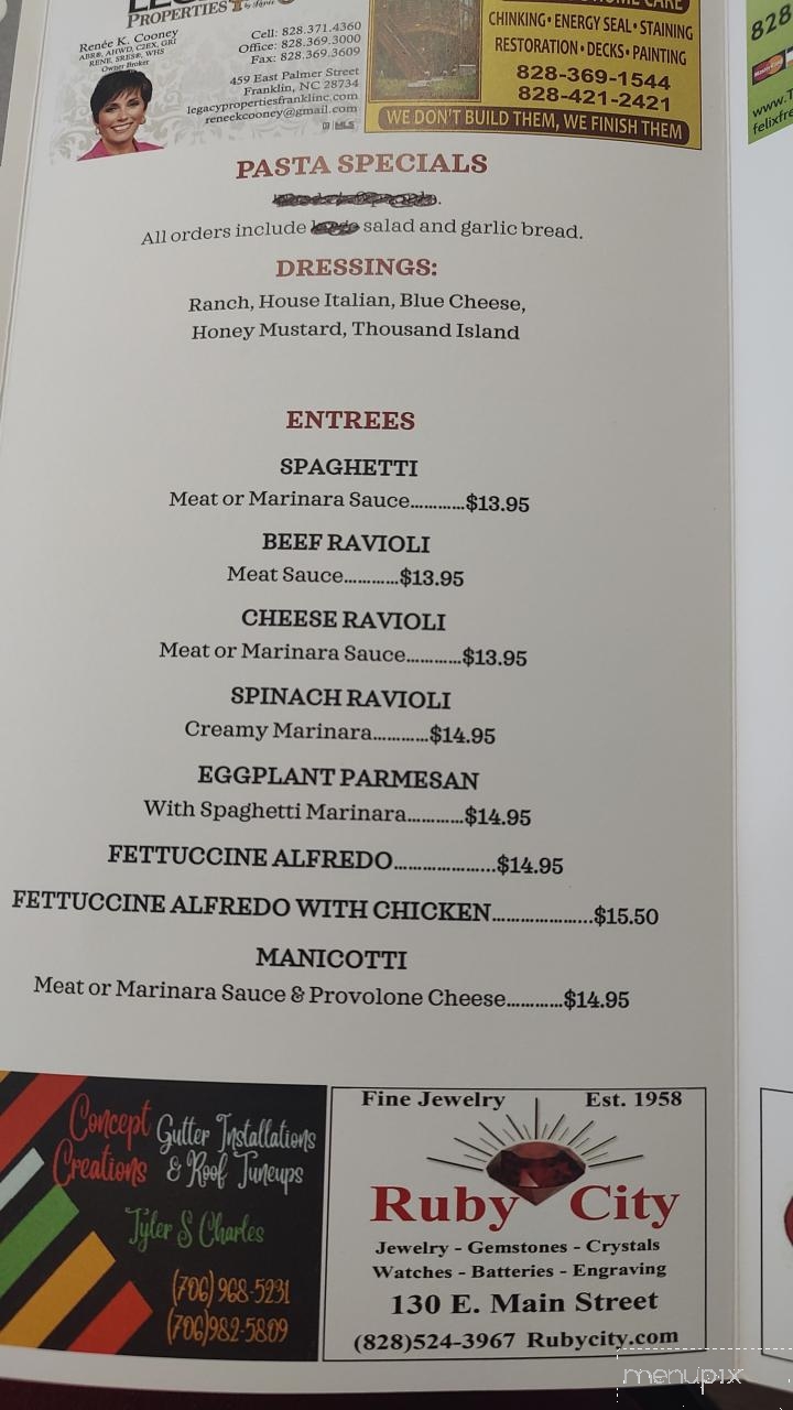 Gondolas - Franklin, NC menu_pic