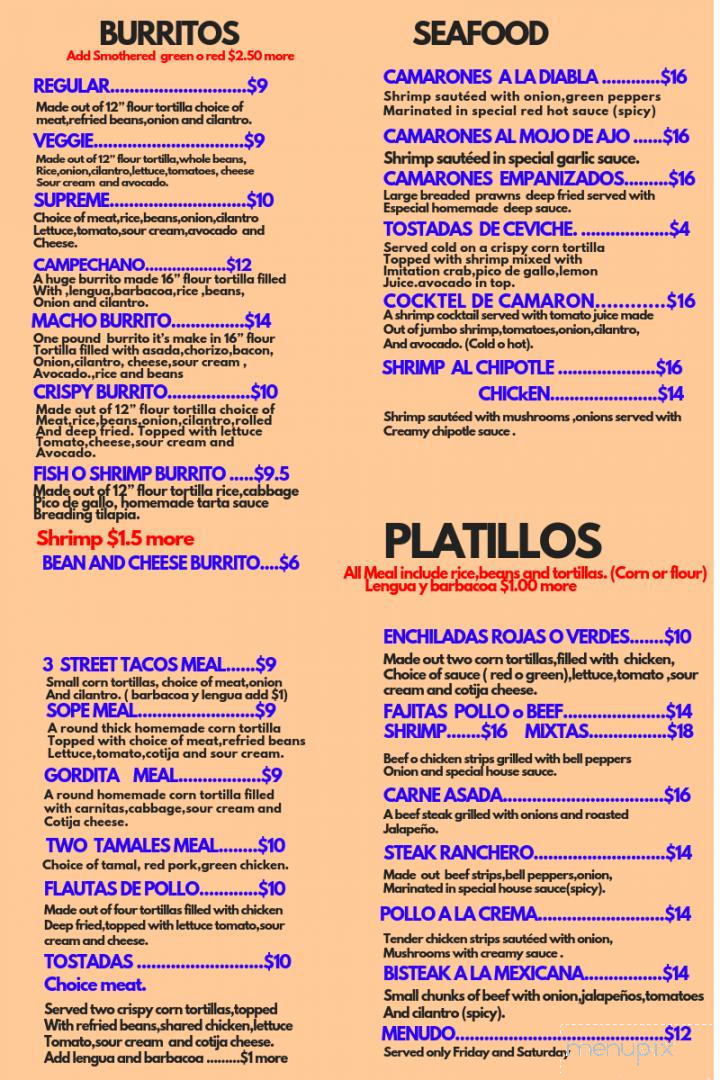 Taqueria Guerrero - Spokane Valley, WA menu_pic