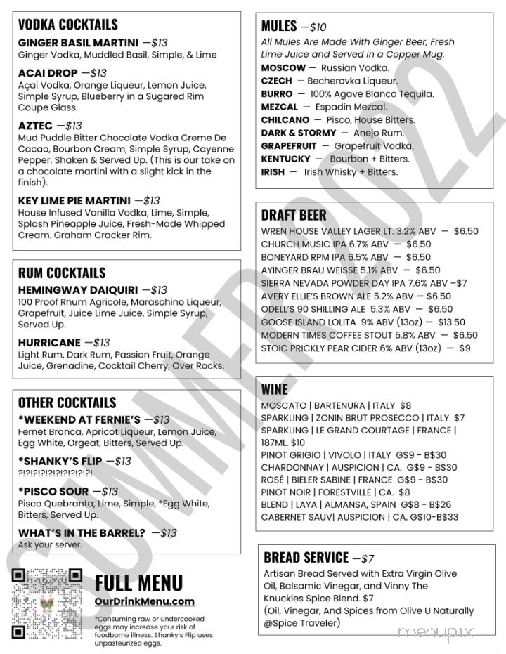 The Point Bar & Lounge - Prescott, AZ menu_pic