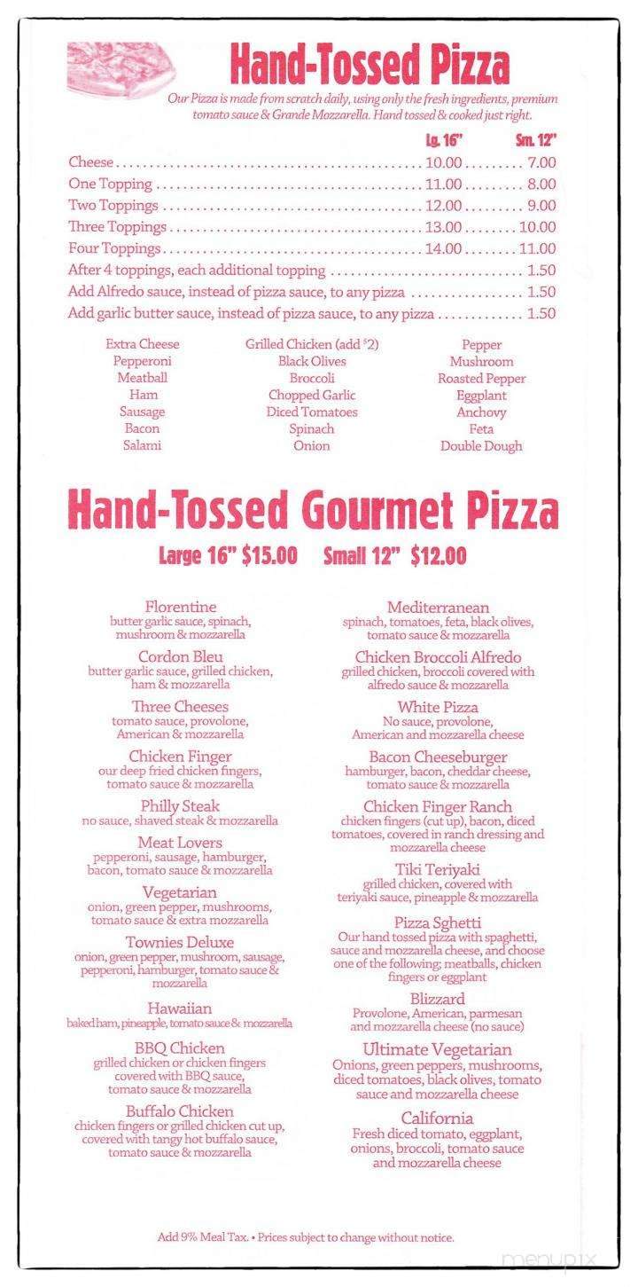 Townies Pizza - Hampstead, NH menu_pic
