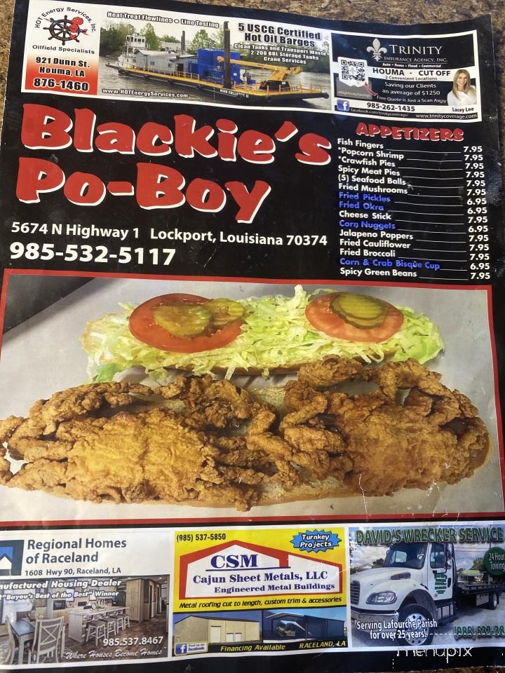 Blackie's Po-Boy Shop - Lockport, LA menu_pic