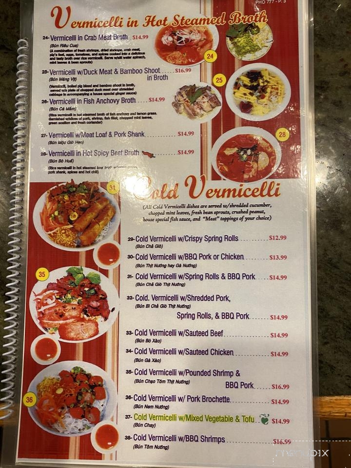 Pho 777 - Honolulu, HI menu_pic