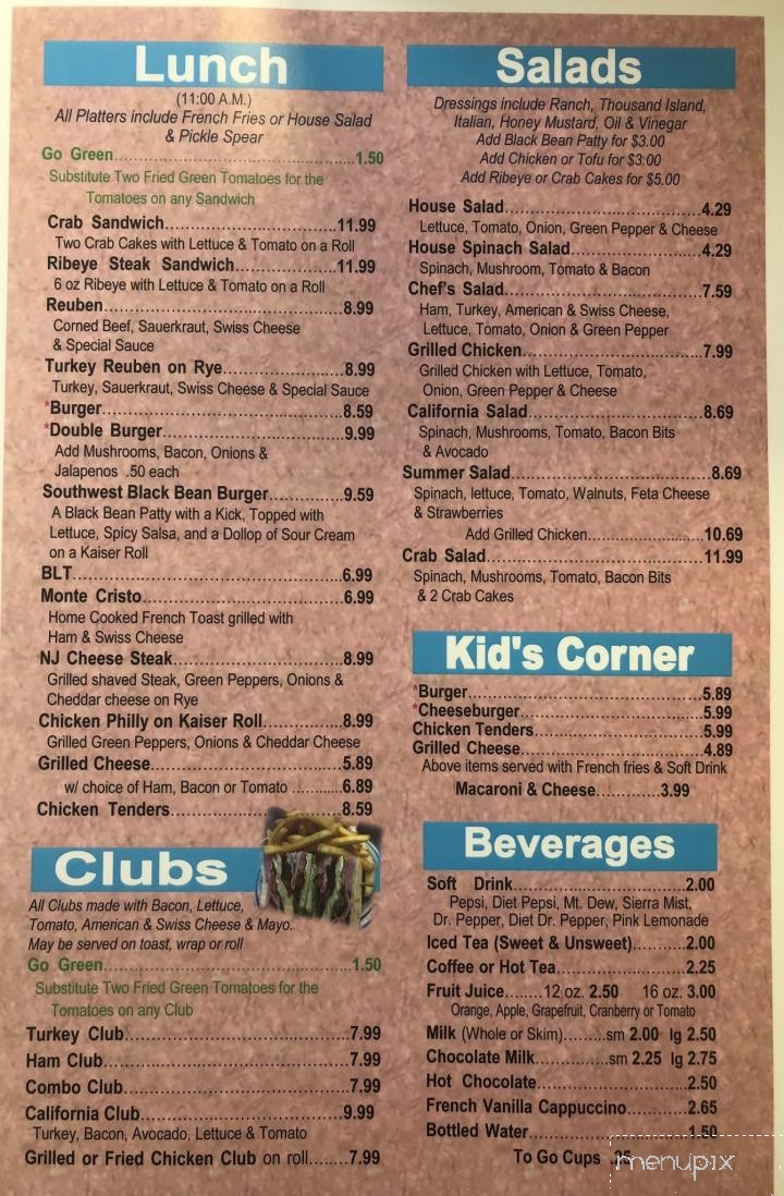 Kate's Pancake House - Carolina Beach, NC menu_pic