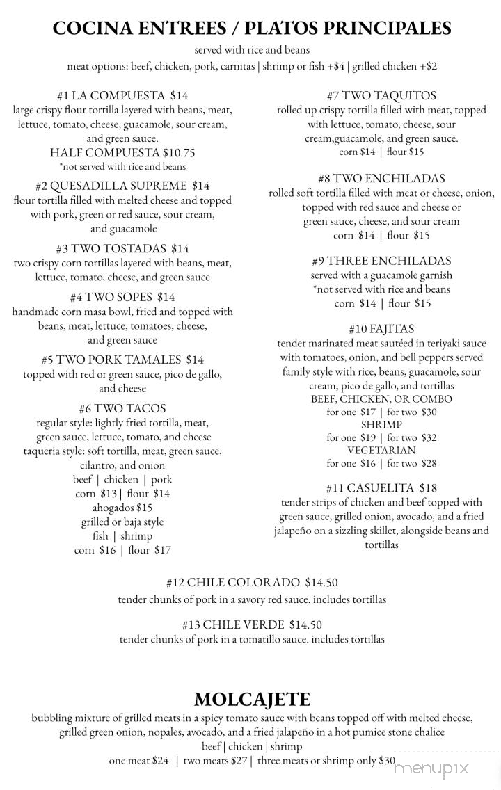Cocina Michoacana 2 - Sonora, CA menu_pic