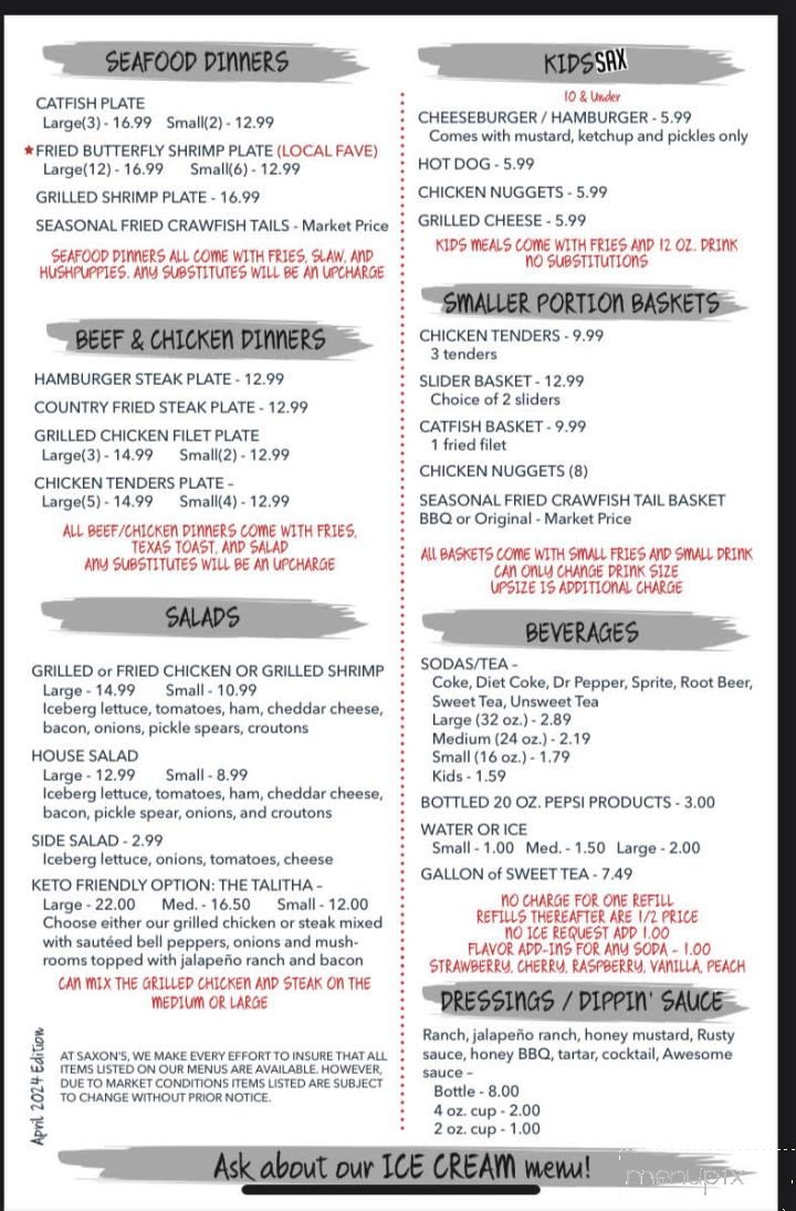 Saxon's Drive in - Houston, MS menu_pic