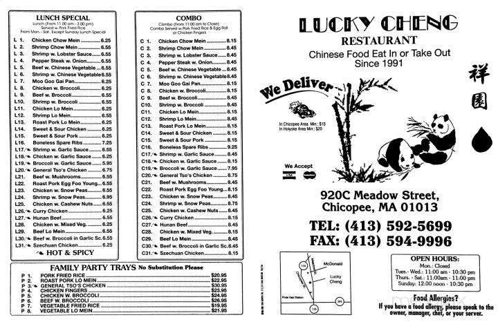 Lucky Cheng - Chicopee, MA menu_pic