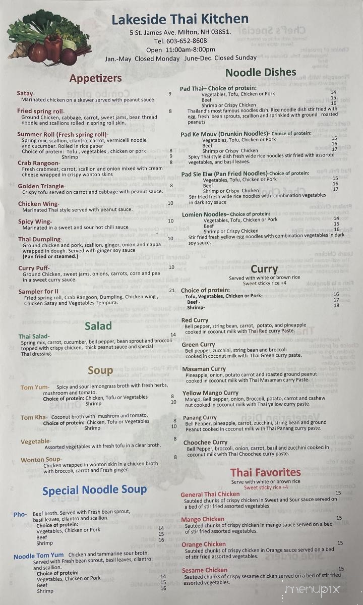 Lakeside Thai Kitchen - Milton, NH menu_pic