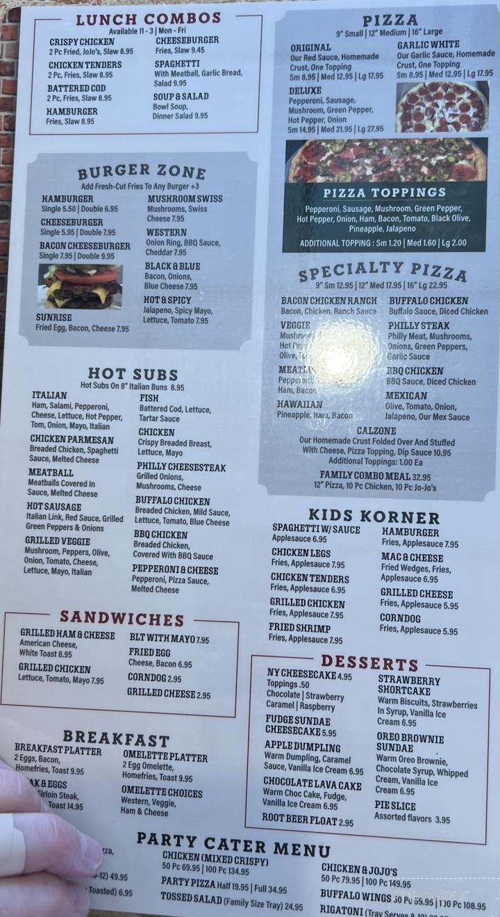 Kinsey's Corner - Atwater, OH menu_pic