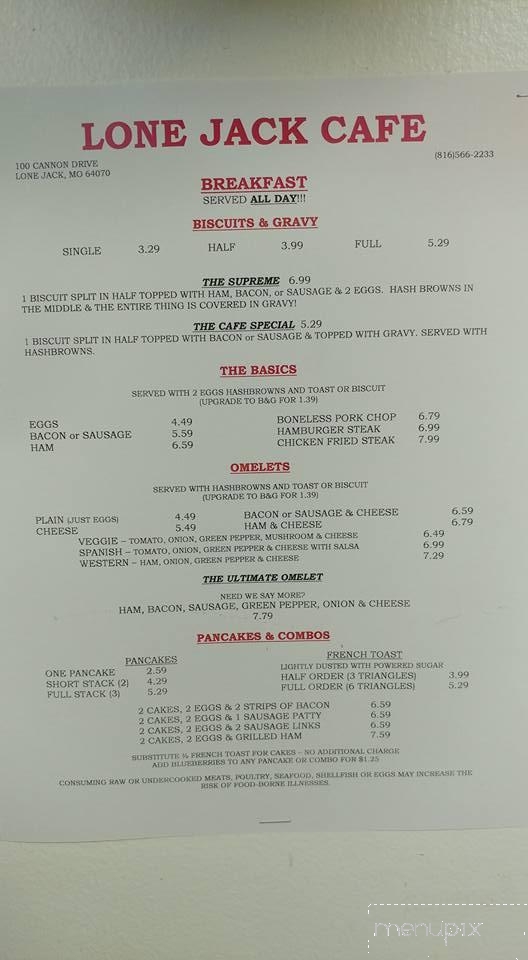 Lone Jack Family Cafe - Lone Jack, MO menu_pic