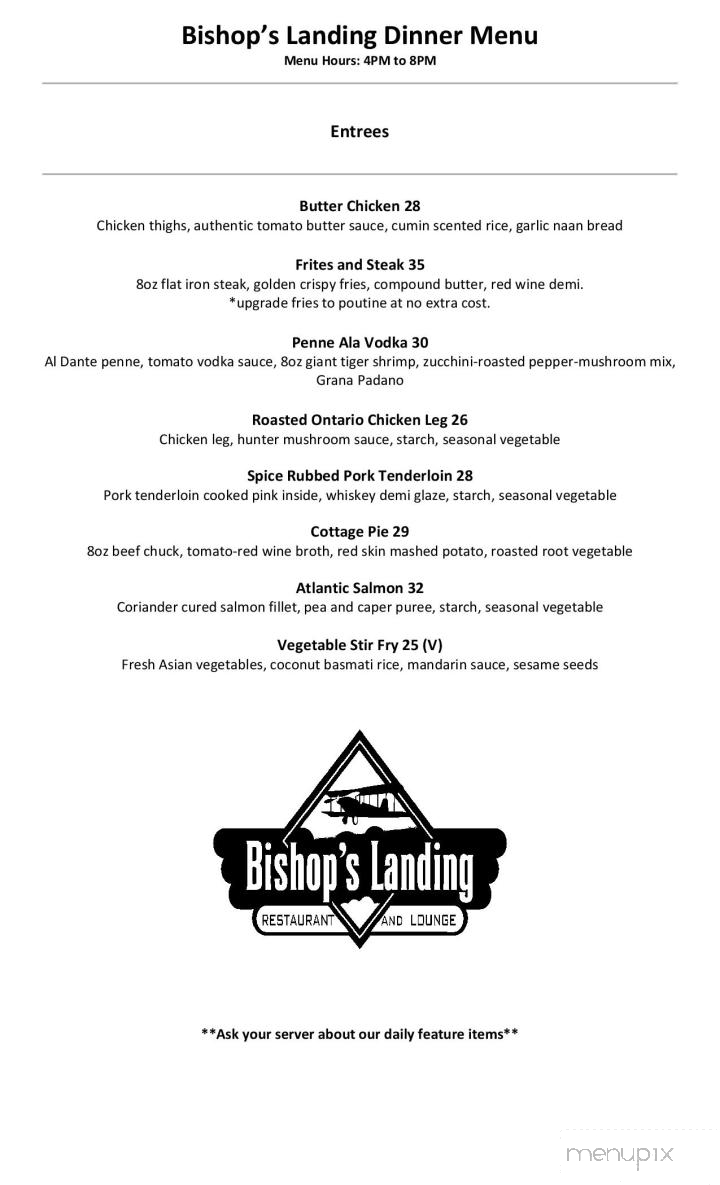 Bishop's Landing - Owen Sound, ON menu_pic