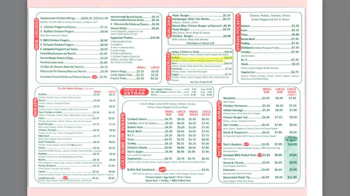 Toni's Pizza & Sub Shop - Berlin, NH menu_pic