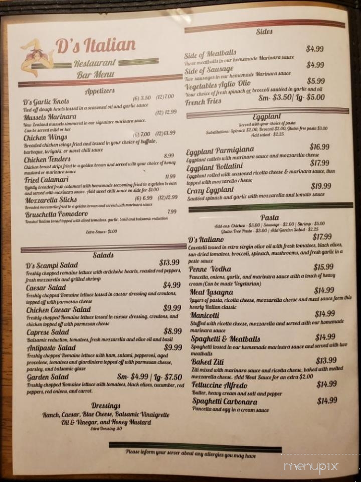 D's Italian Restaurant - Bolivia, NC menu_pic