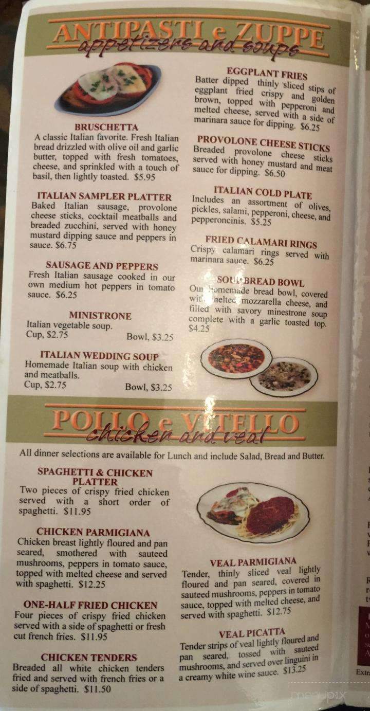 Minard's Spaghetti Inn - Clarksburg, WV menu_pic
