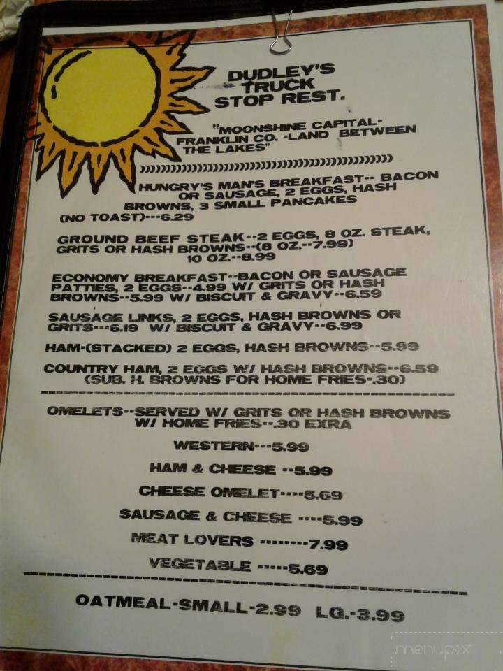 Dudley's Truck Stop - Rocky Mount, VA menu_pic