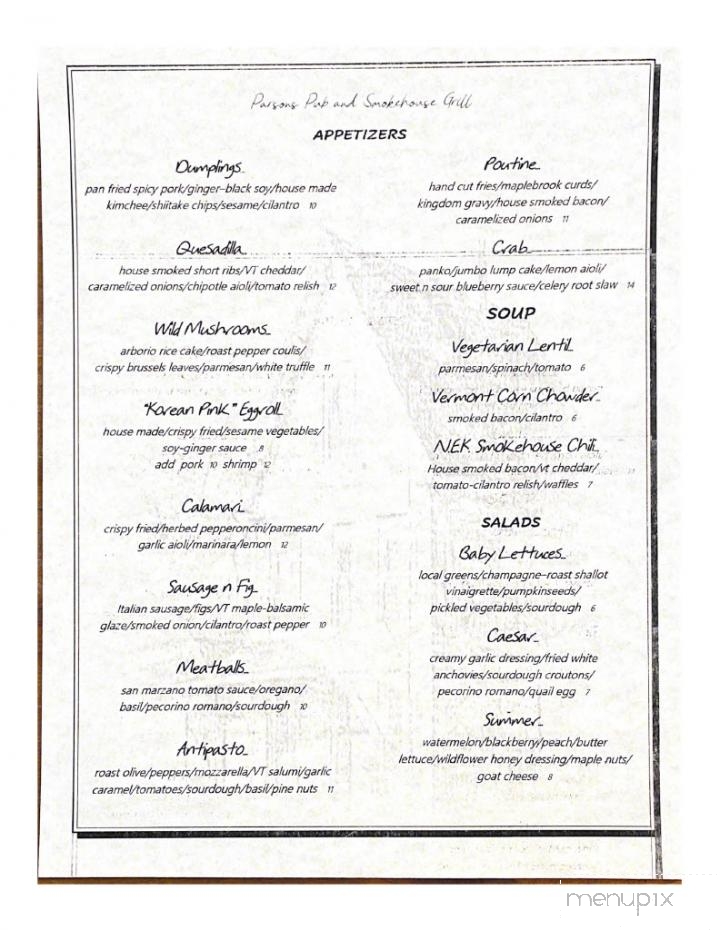 The Parson's Corner - Barton, VT menu_pic