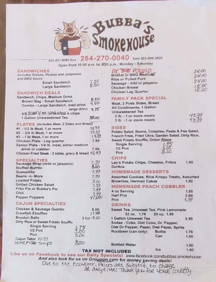 Bubba's Smokehouse BBQ - Cross Plains, TX