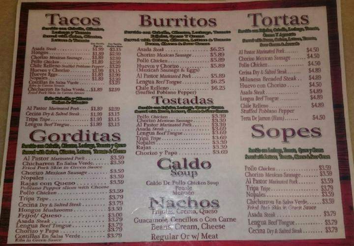 Taqueria La Paz - Chicago, IL menu_pic