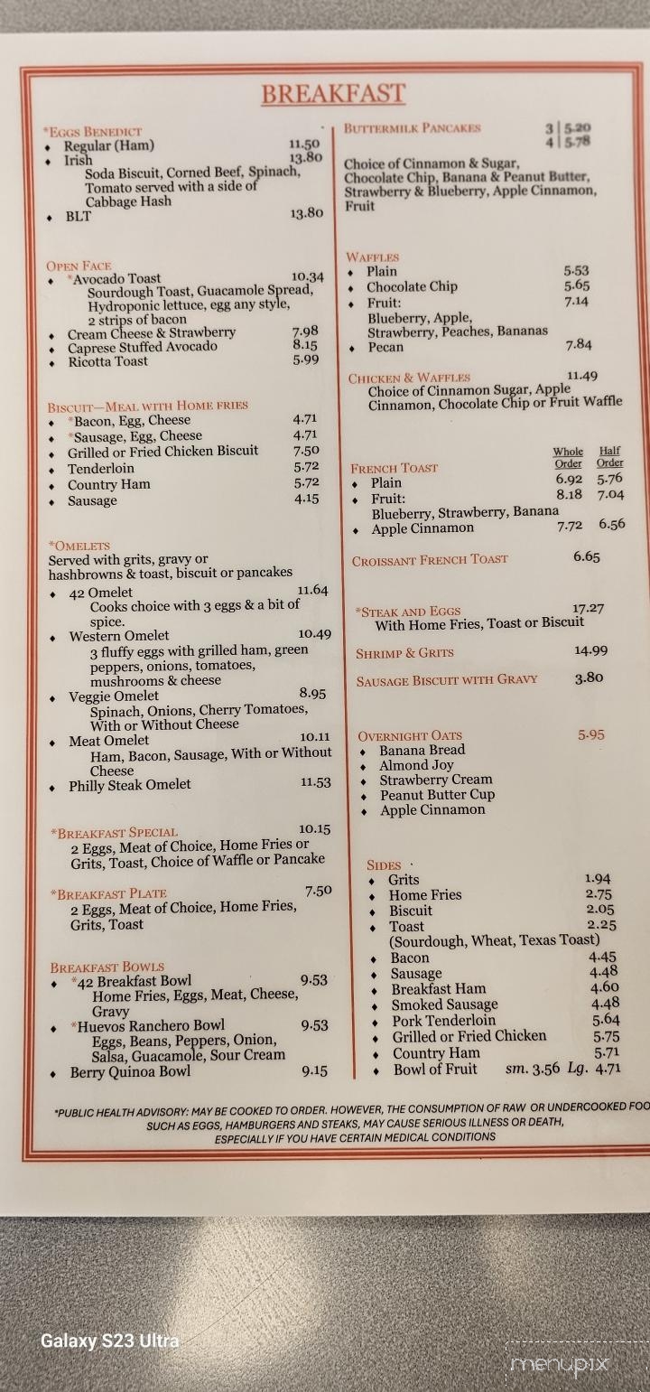 42 Diner - Asheboro, NC menu_pic