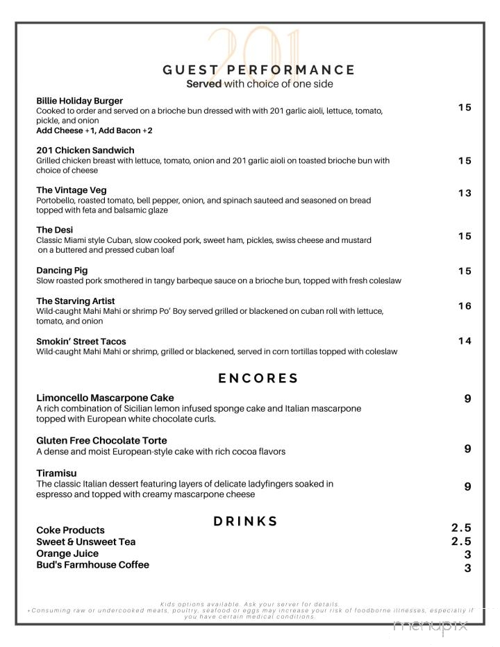 201 Cafe and Wine Bar - Oak Ridge, TN menu_pic