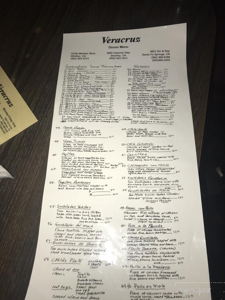 Veracruz Restaurant - Santa Fe Springs, CA menu_pic