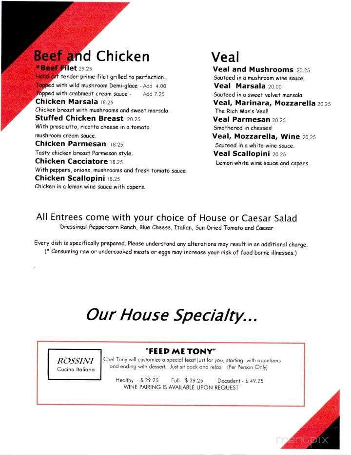 Rossini Cucina Italiana - Ridgeland, MS menu_pic