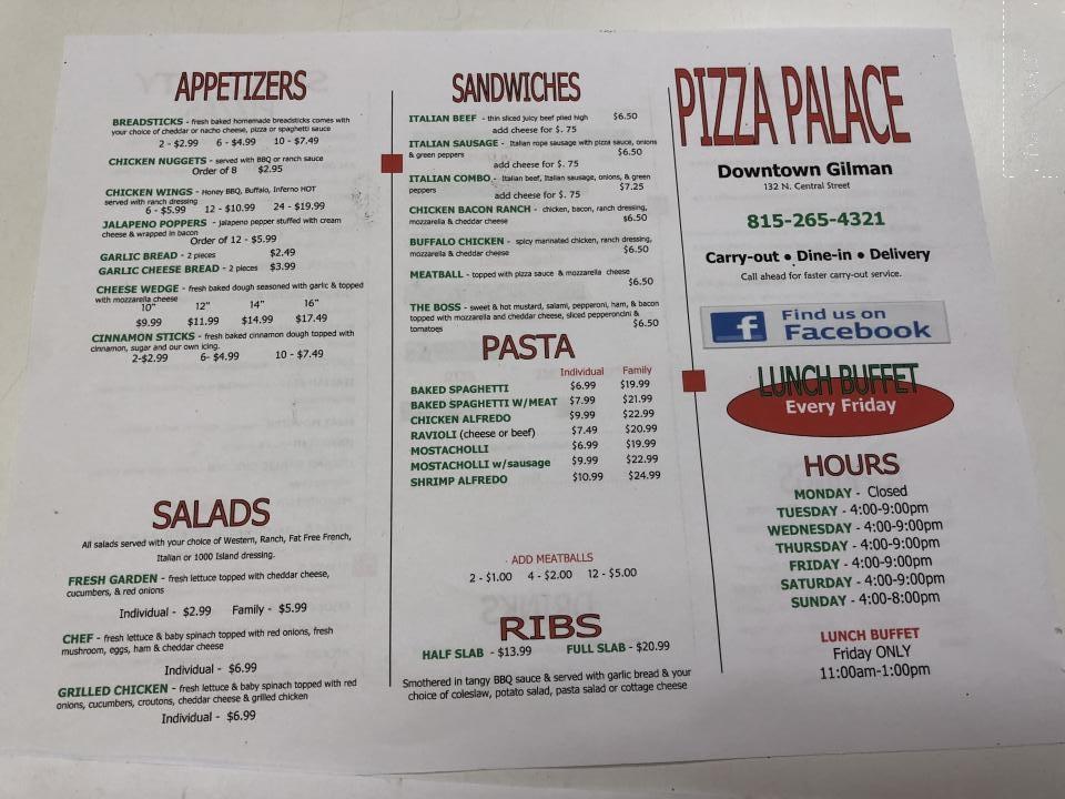 Pizza Palace - Gilman, IL menu_pic
