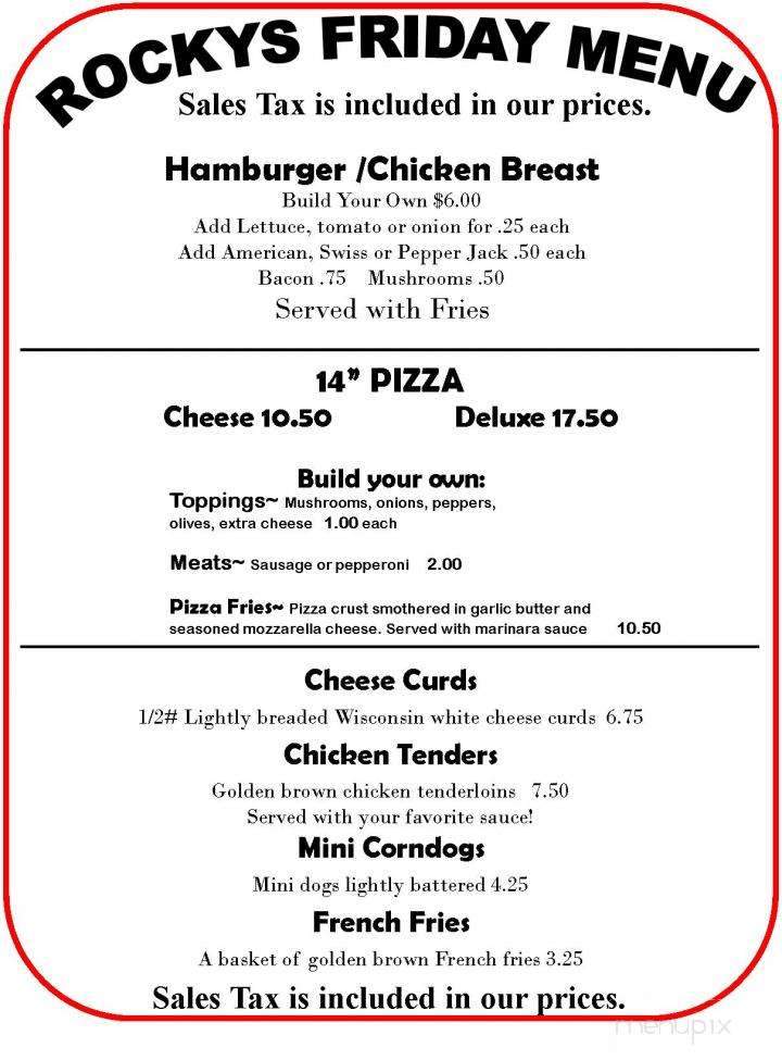 Rocky's Roadhouse - Rhinelander, WI menu_pic
