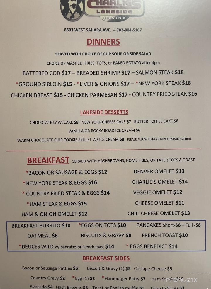 Charlie's Lakeside - Las Vegas, NV menu_pic