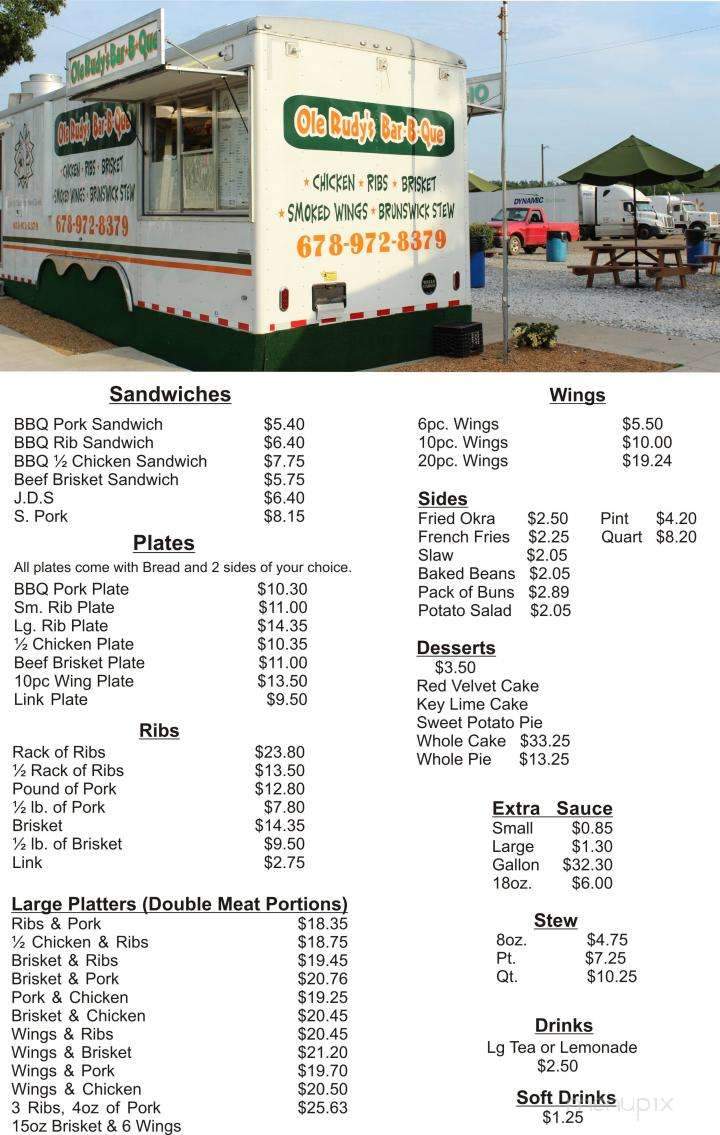 O Rudy's Rib Shack - Jackson, GA menu_pic