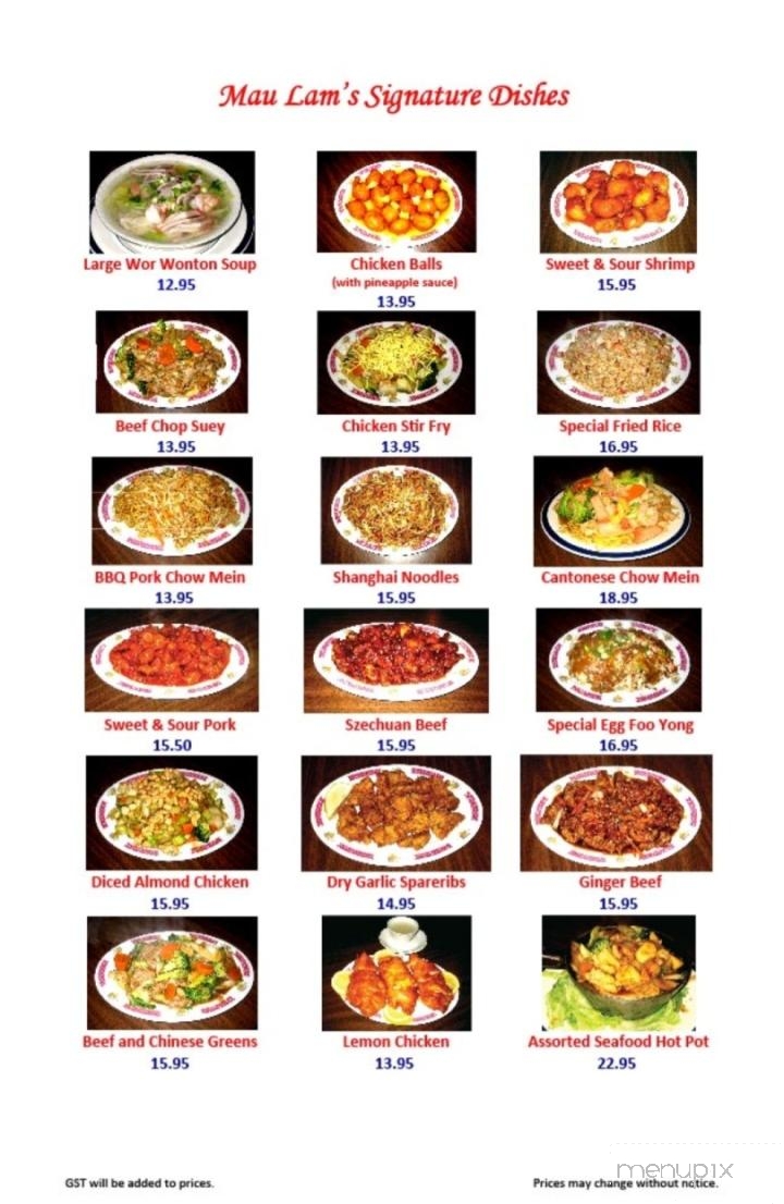 Mau Lam Restaurant - Vermilion, AB menu_pic