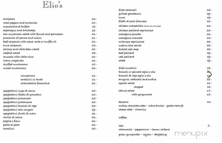 Elio's - New York, NY menu_pic