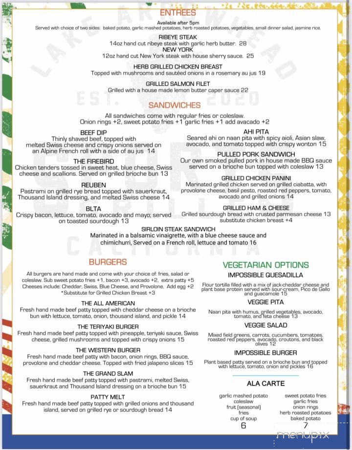 Lake Arrowhead Sports Grille - Blue Jay, CA menu_pic
