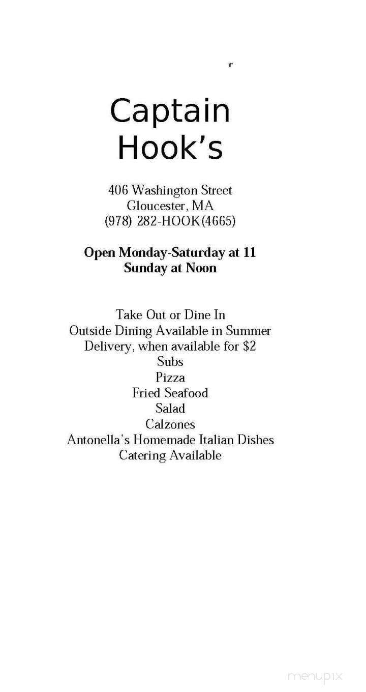 Captain Hooks - Gloucester, MA menu_pic