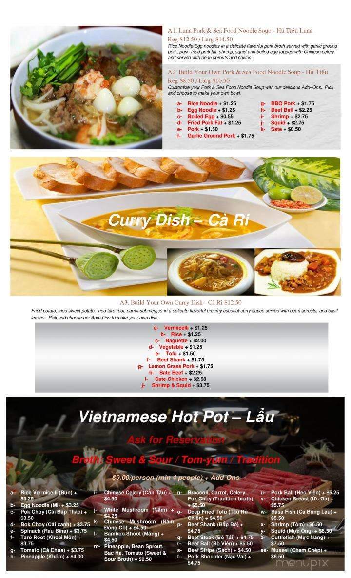 Luna Authentic Vietnamese Cuisine - Cochrane, AB menu_pic