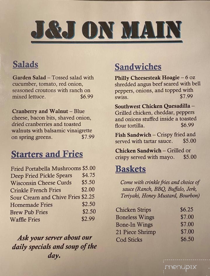 J & J On Main - Gays Mills, WI menu_pic