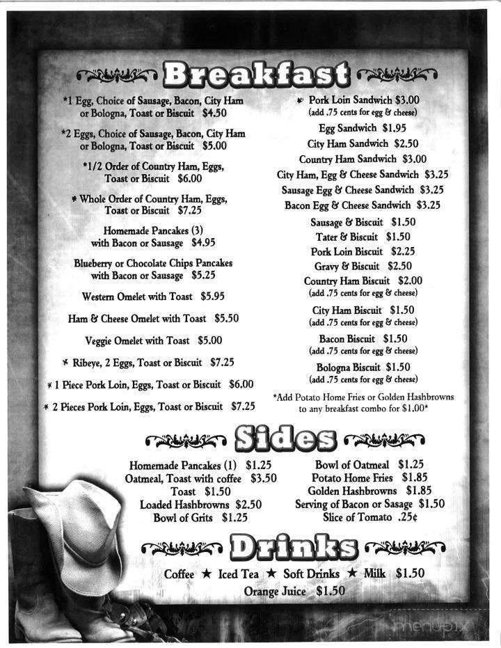 Chuck Wagon Restaurant - Fayetteville, TN menu_pic