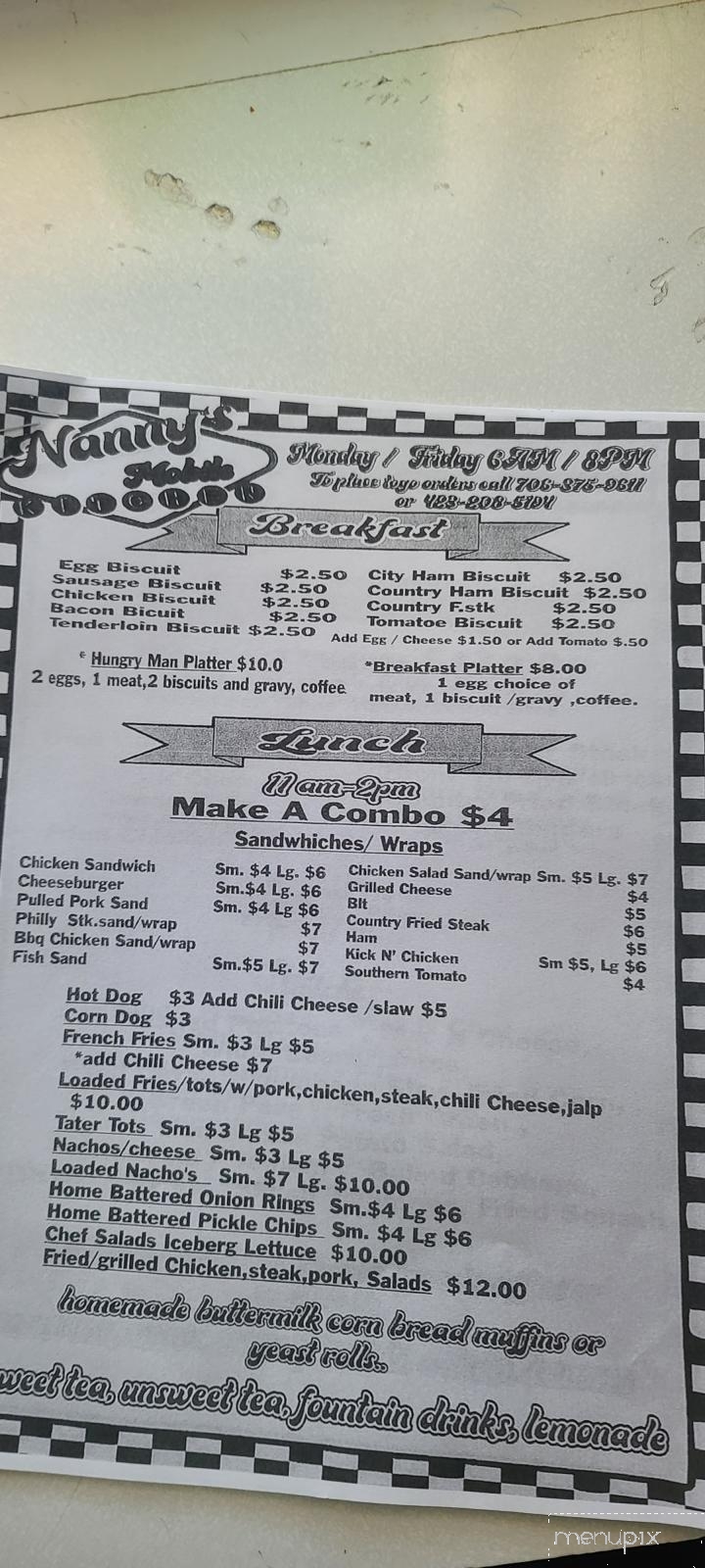 Nanny's Mobile Kitchen - Rock Spring, GA menu_pic