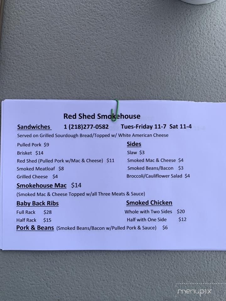 Red Shed Smokehouse - Hot Springs, SD menu_pic