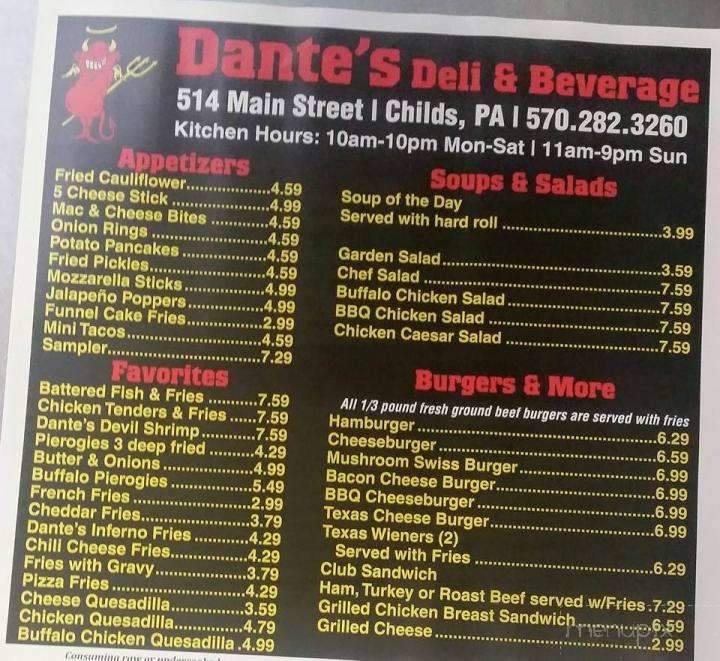 Dante's Deli & Beverage - Childs, PA menu_pic