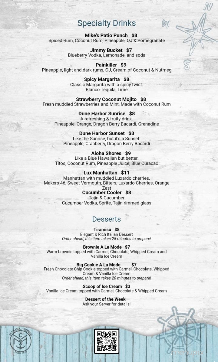 Marina Shores Yacht Club - Portage, IN menu_pic