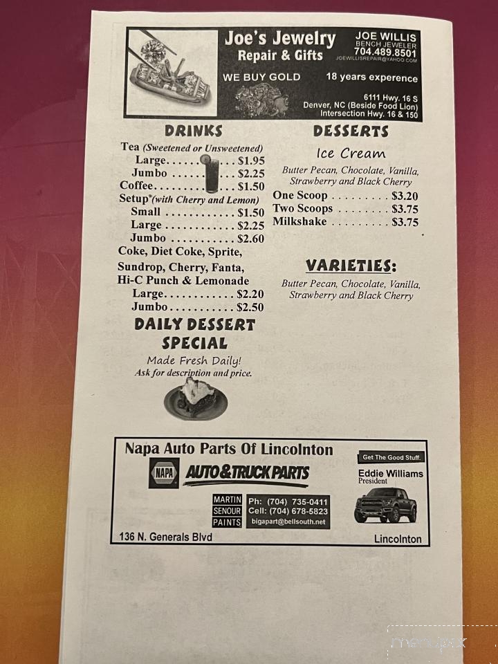 Chuckwagon Grill - Lincolnton, NC menu_pic