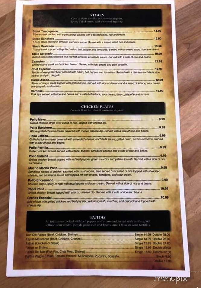 Don Ole Mexican Restaurant - Highland, IL menu_pic